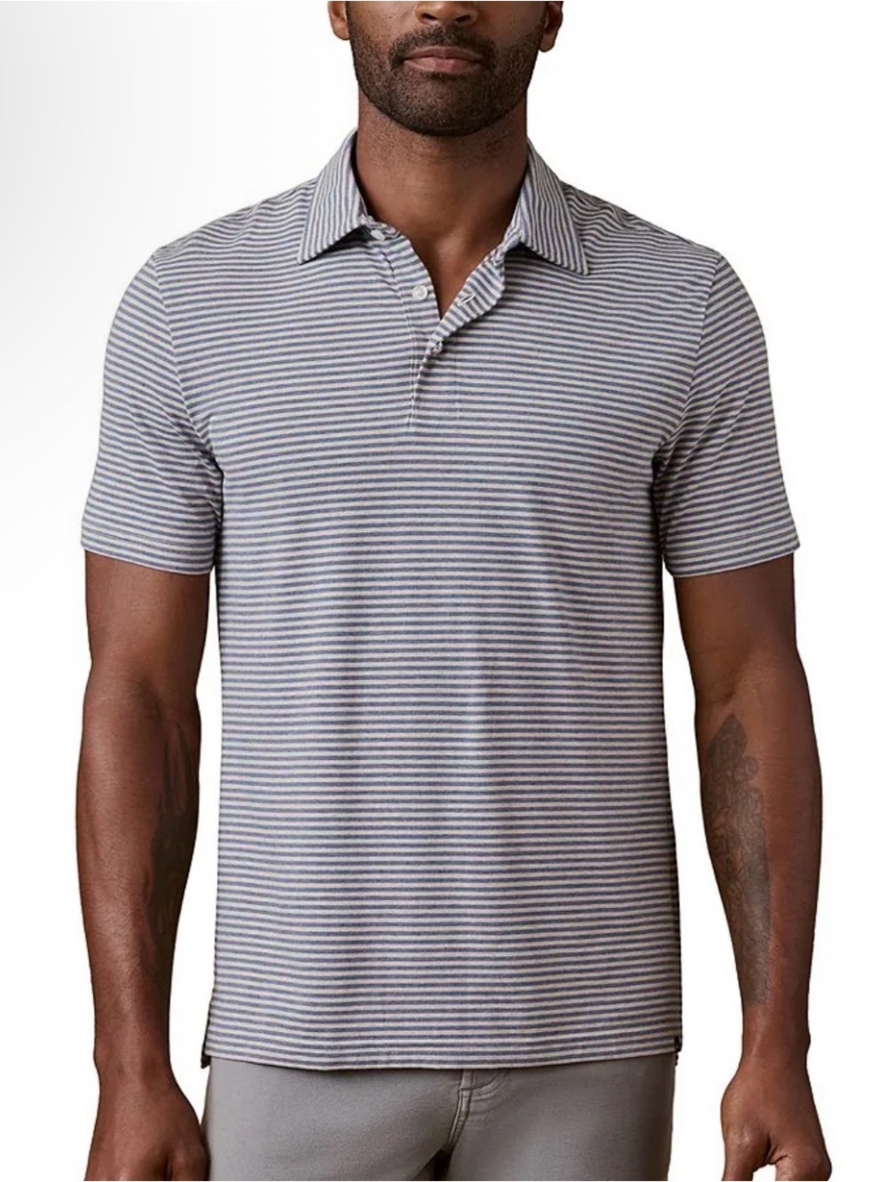 Faherty Brand Men's Size Large Cloud Stripe Polo Shirt Blue & White EUC